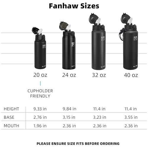 Fanhaw 24oz Kids Stainless Steel Water Bottle with Straw Lid, Black - color: Black, style: 24 Ounces