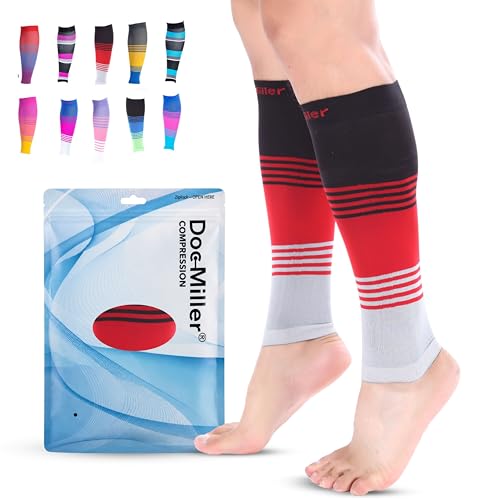 Doc Miller Calf Compression Sleeve for Men & Women – 20–30 mmHg Graduated Compression, Footless Compression Socks Alternative for Running, Shin Splints, Swelling, Varicose Veins –Calf Support, 1 Pair
