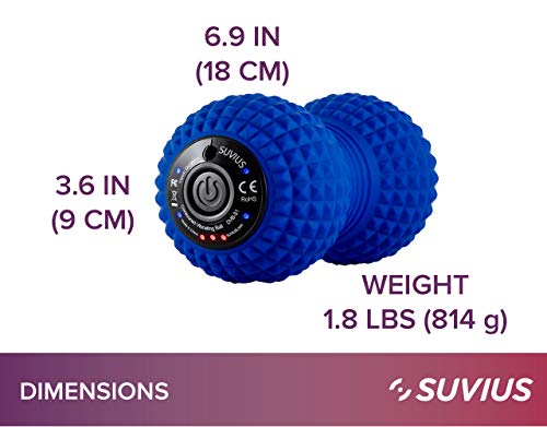 Vibrating Peanut Roller By Suvius - 4 Intensity Levels - Perfect for a Foot, Back, Neck, or Whole Body Massage - Like A Foam Roller But Better - Speeds Recovery After Workout