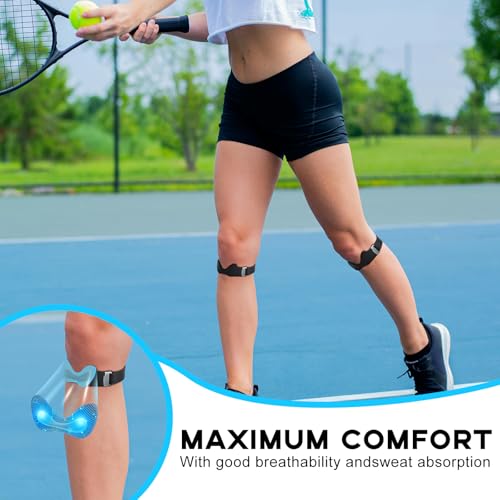 Patellar Tendon Support Strap - 1 Pack Adjustable Non-Slip Patella Band Stabilizer Silicone Knee Brace for Hiking, Running, Jumpers Knee, Basketball, Squats (Black)