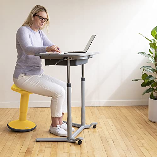 ECR4Kids Sitwell Wobble Stool with Cushion, Adjustable Height, Active Seating, Yellow - color: Yellow