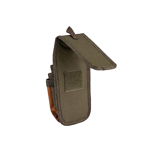 Bucket Boss Four-Barrel Tool Sheath with FlapFit to Fit Instantly Over a Belt or Into a Pants Pocket, with 5 Tool Pockets and 2 Loops, and Metal Tape Clip, in Brown, 54184