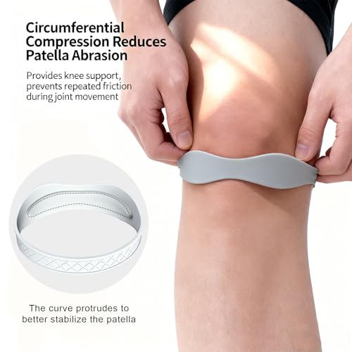 2PCS Patellar Tendon Support Strap - Targeted Knee Pain Relief, 15g Lightweight Design for Basketball, Running, Tennis, Soccer & Hiking, Unisex Silicone Knee Support Bands (Gray) - color: Gray