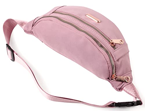 Crossbody Fanny Packs Waist Pack for Women, Waterproof Waist Bag with Adjustable Strap for Travel Sports Running - color: cute pink