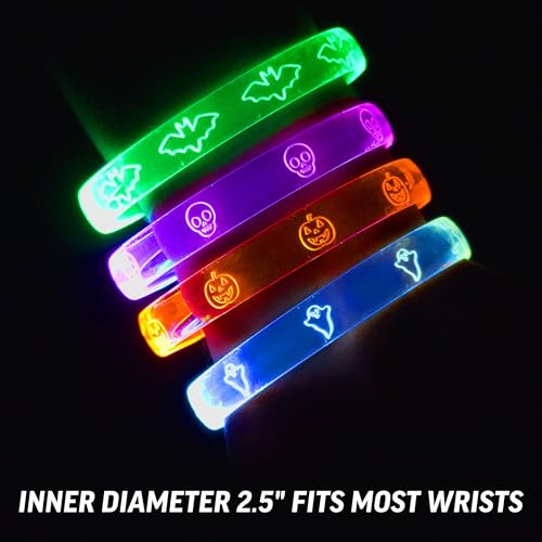 4 Magic Band Pack | Glow in The Dark | Flashing Light up for Concerts | Running Lights for Runners | Glow in The Dark Bracelets | Led Bracelet - color: Halloween