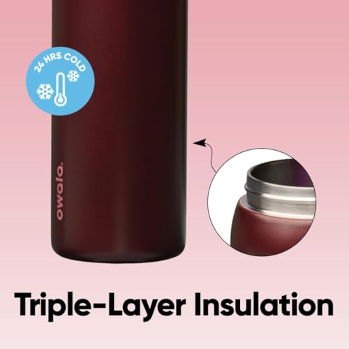 Owala FreeSip Stainless Steel Water Bottle 32 oz Black Cherry - color: Black Cherry, size: 32 Ounces