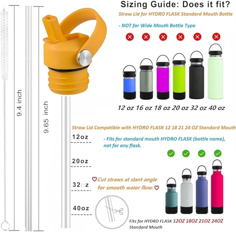 Starfish Straw Lid for Hydro Flask Standard Mouth 18 21 24 oz, Replacement Sport Cap with Handle, BPA-Free Straw Lid with 2 Straws + Brush, for Home Beach Park Picnic Leisure - color: Starfish