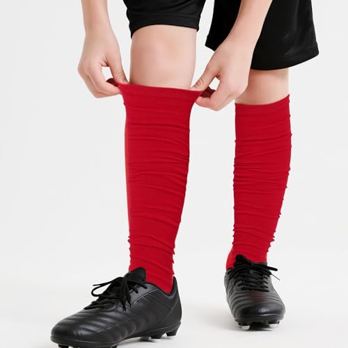 Dxhycc 2 Pairs Scrunch Football Socks Athletic Football Leg Sleeves - color: Red