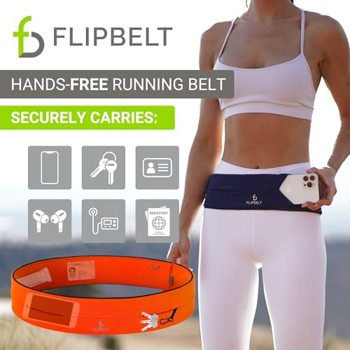 FlipBelt Classic Running Belt, Phone Holder for Running, Money Belt Pouch - color: Neon Punch, size: Medium