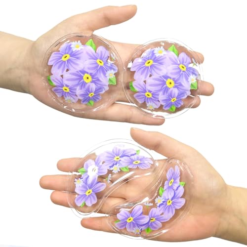 4PCS Gel Eye Ice Pack Set Reusable, Cold and Hot Compress for Eyes - color: Purple Flowers
