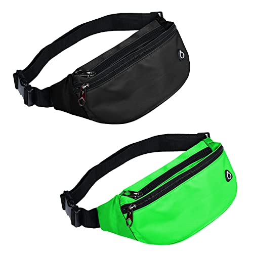 Fanny Packs for Men and Women Water-Repellent Sports Waist Pack Bag - color: 2pack-Black/Stree Green