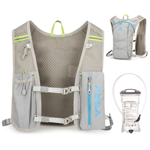 JEELAD Hydration Backpack Lightweight Vest for Hiking Trail Running Gear Cycling Marathon for Women Men - color: B - Grey (7L) - with 1.5L PEVA Water Bladder