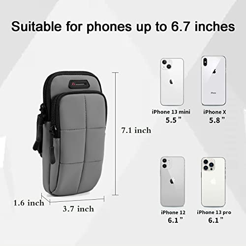Prime Comfort Phone Arm Bands for Running, Armband Cell Phone Holder for Exercise (Gray) - color: Gray