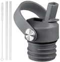 Stone Grey Straw Lid for Hydro Flask Standard Mouth 18 21 24 oz, Replacement Sport Cap with Handle, BPA-Free Straw Lid with 2 Straws + Brush, for Office School Travel Daily Commute - color: Stone Grey