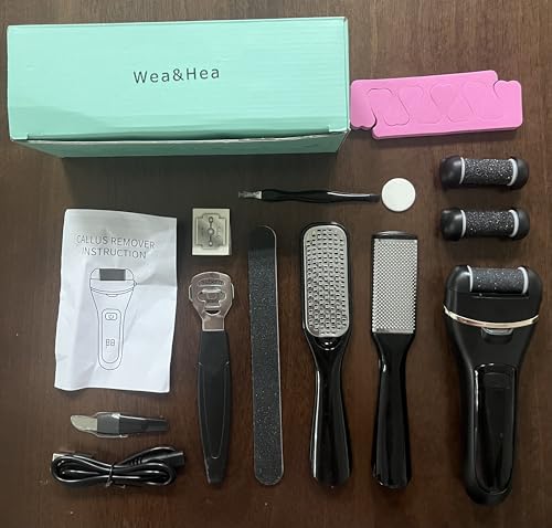 Wea&Hea Electric Callus Remover for Feet, 3 Roller Heads, 17-in-1 Kit - style: 17 in 1
