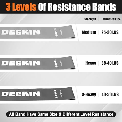 DEEKIN 20 Pcs Resistance Bands Bulk Exercise Bands - color: Dark Gray, size: 40-50LBS
