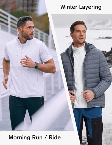 fit space Men's Lightweight Vest Softshell Sleeveless Windproof Jacket with Zipper Pocket Cycling Travel Hiking Running Golf - color: White, size: Large