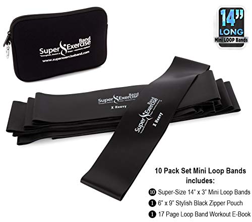 Mini Loop Bands 14x3 in, Latex Free, 3/5/10 Pack Sets - color: s. Black X HEAVY Loop Band 10 Pack