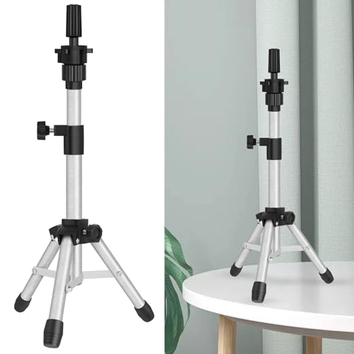 ZQIAN BEAUTY Wig Stand Tripod, 25 Inch Adjustable Mannequin Head Stand, Wig Head Stand for Training Heads And Canvas Block Head (Silvery, Mannequin Head Not Included) - color: Silvery, size: 25 Inch