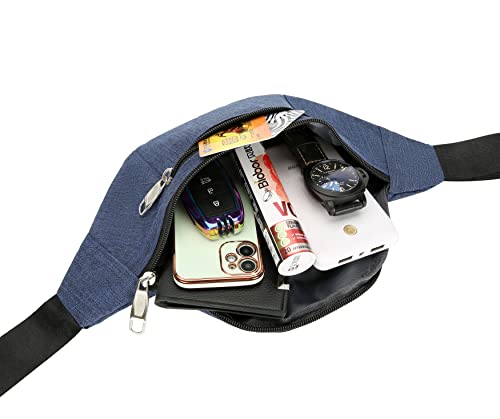 Fanny Pack for Men & Women, Fashion Waterproof Waist Packs with Adjustable Belt, Casual Bag Bum Bags for Travel Sports Running. - color: Dark Blue