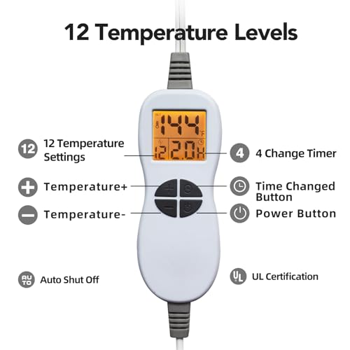 Ambershine 19''x24'' Weighted Neck & Shoulder Heating Pad, 2.5lbs with 12 Temperature Settings& 4 Auto-Off Timers, Pain Relief for Neck/Shoulder/Back(Light Blue) - color: 01-light Blue