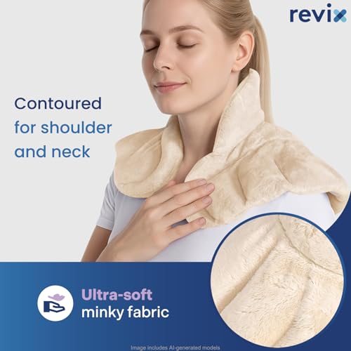 REVIX Microwavable Heating Pad for Neck Shoulder & Back, Moist Heat, Beige - color: Beige