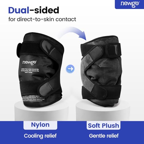 NEWGO Ice Pack for Knee Injuries Reusable, 360° Full Wrap, 2 Pack, Black - color: Regular Black 2-pack