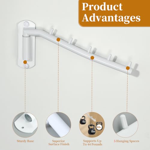 Alise Swing Clothes Hanger Rack,Swivel Garment Hanger Wall Mount,White,1P - color: White, size: 1005 (1 Pack)