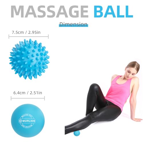 Massage Ball Set, Spiky Ball & Lacrosse Ball for Body Massage, Muscle Relief, Deep Tissue, Myofascial Release, Massager for Neck, Shoulder, Back, Foot or Muscle Tension (Blue) - color: Blue