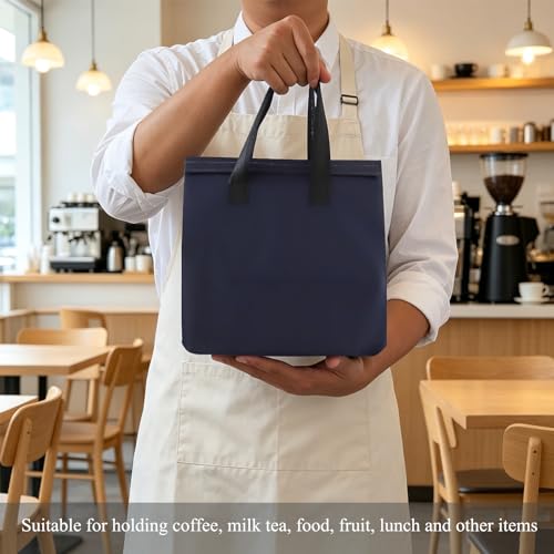 12Pcs Insulated Lunch Bags Disposable Cooler Thermal Grocery Take Out Bag for Food Delivery Party Drink Picnic Holiday, Navy Blue - color: Navy Blue, size: 9.45"(H) x 9.45"(L) x 5.91"(W)
