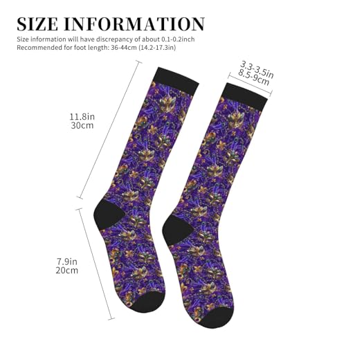 Compression Socks Knee High Support Socks Women Circulation Stockings for Athletic Running Cycling Flying - color: Mardi Gras