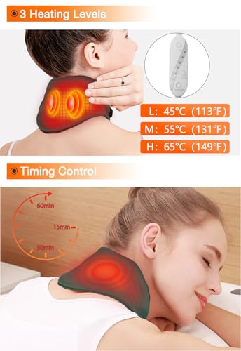 Neck Heating Pad, ARRIS Small Portable Heated Neck Wrap with Adjustable Time and Temperature Control, USB Powered Neck Pain Relief, Stiffness Relief or Postoperative Recovery Green - color: Green