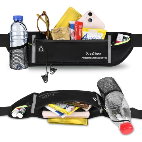 SooGree Slim Running Belt Sport Fanny Pack for Women Men,Reflective Waist Pack Runner Pouch Belt, Zipper Waterproof Running Phone Holder Jogging Pouch for Phone Money (GSP8806 top black/gray) - color: GSP8806 top black / gray