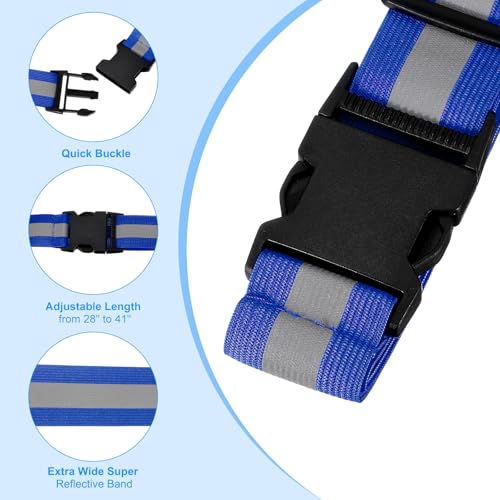 PATIKIL Adjustable Reflective Running Belt, Glow Pt Belt Sash for Cycling Walking - color: Blue, size: 1.5 Inch