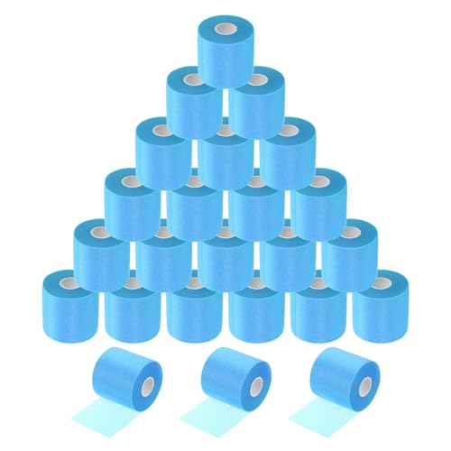 MECCANIXITY 24 Rolls Pre Wrap Athletic Tape 30 Yard x 2.8" Foam Under Wrap Tape Sports Prewrap Headband for Hair Ankles Wrists Hands Knees - color: Light Blue