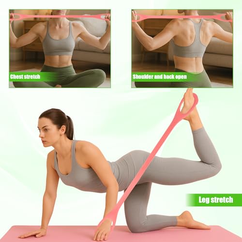 2pcs Figure 8 Fitness Keep Resistance Band, Elastic Rope Stretch Stretching Fitness Band Training Exercise Workout Bands for Women Yoga Pilates Physical (Purple, Pink)