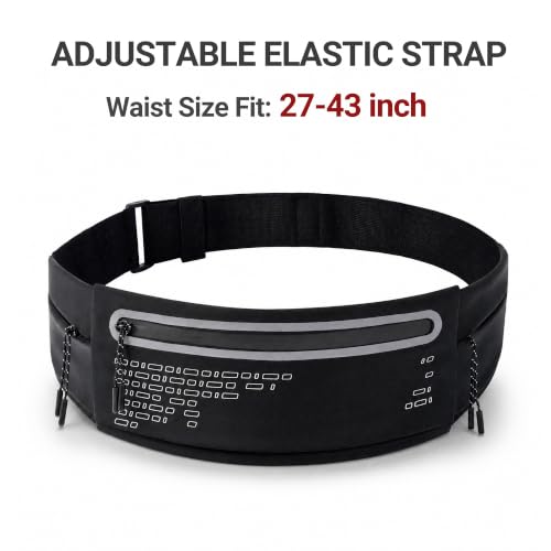 Running Belt Fanny Pack Men Women, Slim No-Bounce Waterproof Phone Holder - color: Black