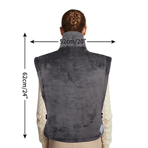 26" x 35" Flannel Neck&Shoulder&Back Heating Pad with 12 Temperature Settings&Countdown Timer, Pain Relief for Back/Neck/Shoulders/Menstrual Pain(Dark Grey) - color: 03-dark Grey