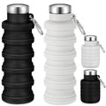 Baderke 2 Pcs Collapsible Water Bottles, 17oz, Black, Gray White - color: Black, Gray White