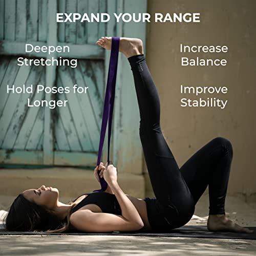 Bulk Yoga Straps, 10 Pack, 6ft, D-Ring Buckle - color: Purple