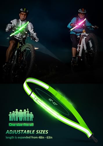 Ylzzrs LED Reflective Belt Sash Walking Gear,Safety Lights for Walkers at Night,High Visibility Safety Rechargeable Reflective Running Gear for Men Women Kids Night Dog Walking Gear - color: Colorful lights