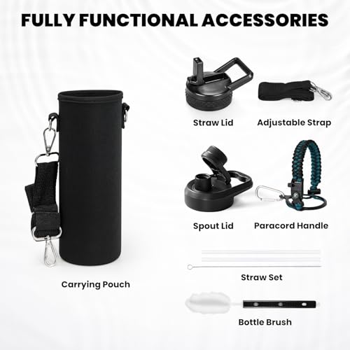 RAYMYLO Insulated Water Bottle 24 oz, Triple Wall Vacuum Stainless Steel - color: Indigo/Black, size: 24 Ounces