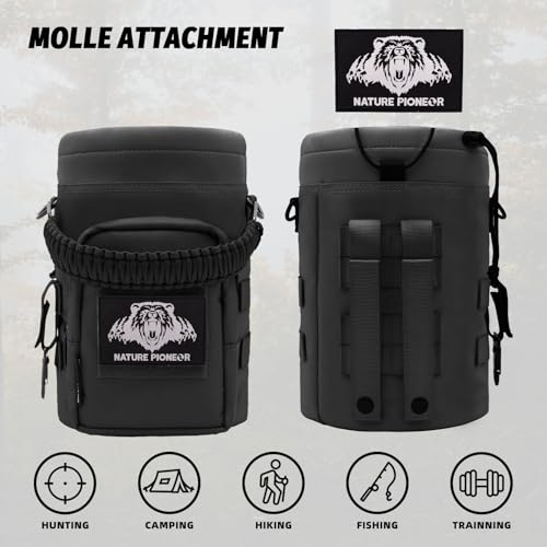 NATURE PIONEOR 32 64 128oz Tactical Water Bottle Pouch, MOLLE Bottle Holder - color: Black, size: 128OZ/YT Half Gallon