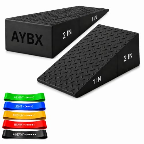 Squat Wedge Block, Non-Slip Adjustable Slant Board for Squats, 5 Bands
