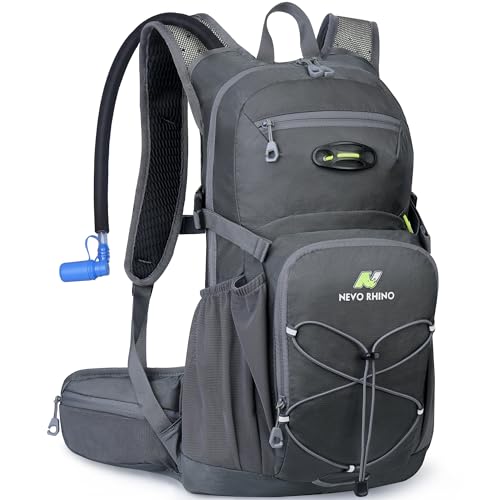 N NEVO RHINO Hydration Backpack, 18L Hiking Backpack with 3L Water Bladder - color: Grey