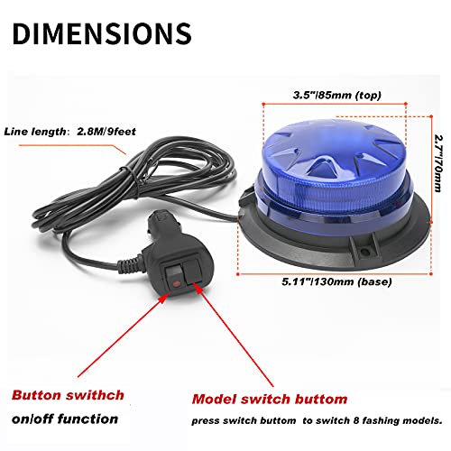 Blue Led Emergency Strobe Beacon Lights for Car Vehicles 12V 24V 24-LEDs - color: #3 Blue