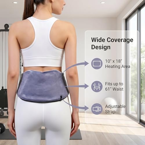 Microwave Heating Pad for Back Pain Relief, Flaxseed Microwavable Heating Pad with Removable Washable Flannel Cover, Moist Heating Pad for Period Cramps & Muscle Relaxation,10''x18'' - color: Gray
