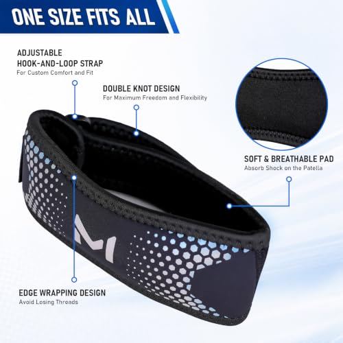 2 Pack Patella Knee Strap – Adjustable Tendon Support Brace for Pain Relief from Jumper's Knee, Tendonitis & Arthritis, Breathable Neoprene with Silicone Gel Padding for Running, Basketball, Tennis, Squats