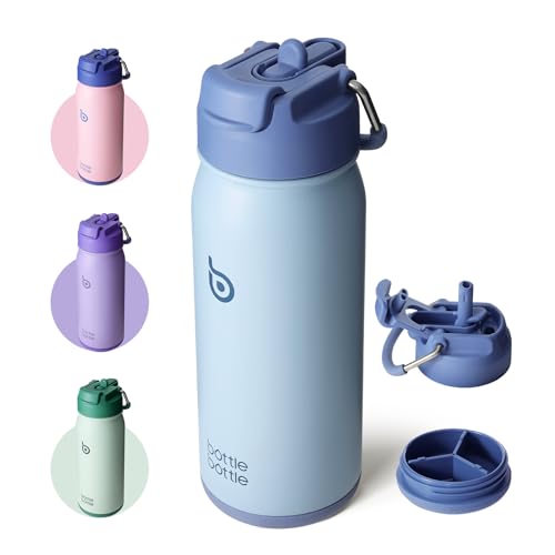 BOTTLE BOTTLE 16 oz Sports Water Bottle with Pills Holder Blue - color: blue