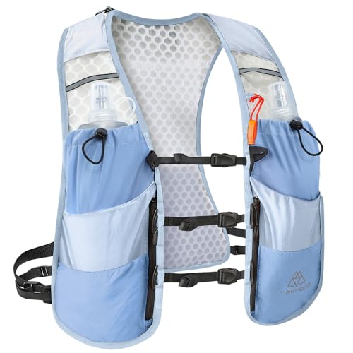 Haimont 5L Trail Running Hydration Vest with Soft Flasks - color: Light Blue, size: Large